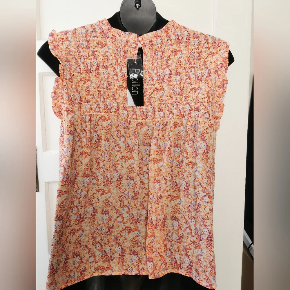 Papillon Ditsy Floral Blouse with Ruffle Sleeves - Picture 7 of 8